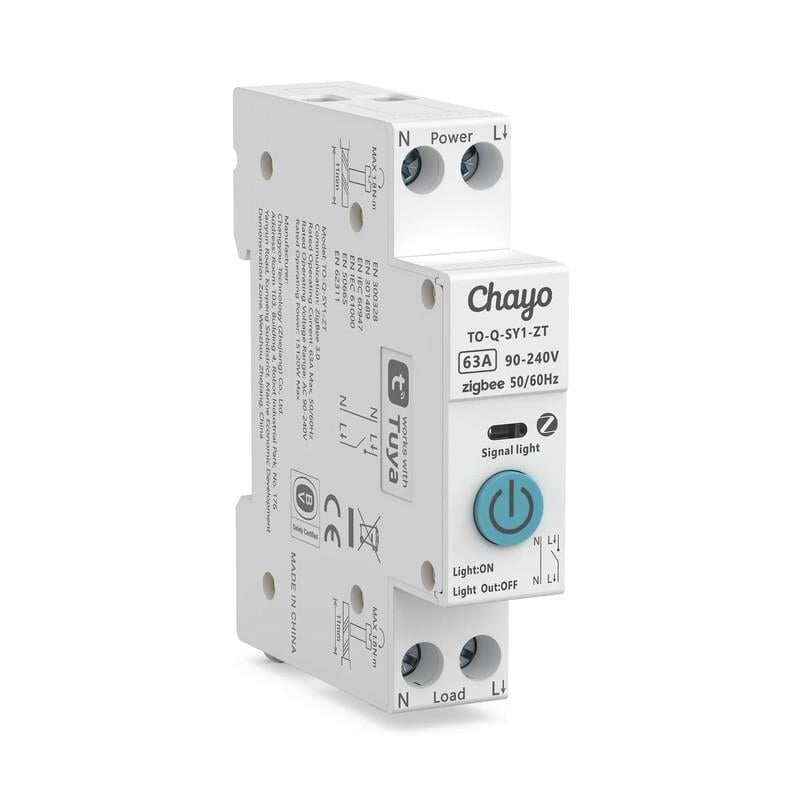 Умный ZigBee выключатель Chayo только таймер 1P+N 63A 230V Smart Life/Tuya (CH-TO-Q-SY1-ZT-63A) Умный ZigBee выключатель Chayo только таймер 1P+N 63A 230V Smart Life/Tuya (CH-TO-Q-SY1-ZT-63A)