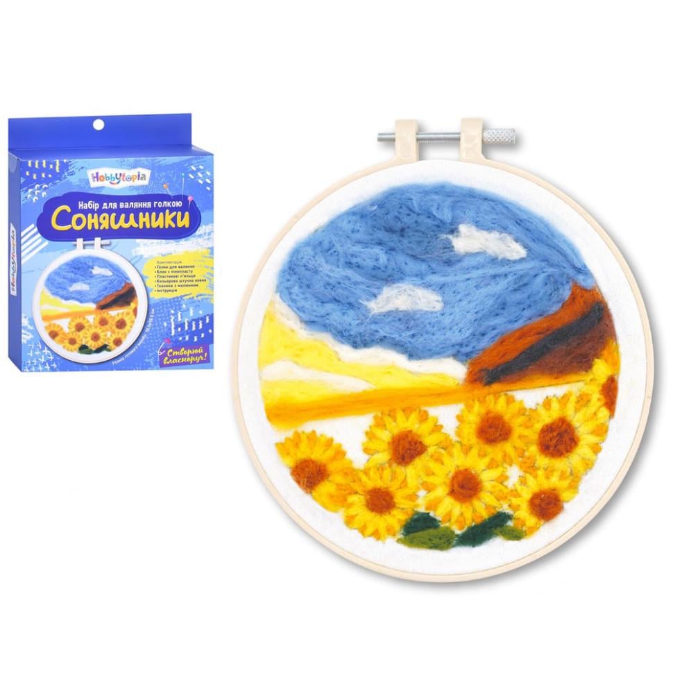 Набір для валяння голкою Соняшники M5863UA готовий виріб 16,5 х 16,5 см