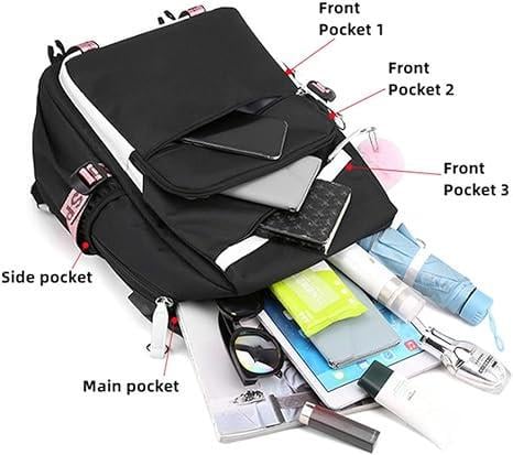 Школьный рюкзак для девочки с USB и меховым помпоном Аниме 5-11 класс (2700111680) - фото 3 Школьный рюкзак для девочки с USB и меховым помпоном Аниме 5-11 класс (2700111680) - фото 3