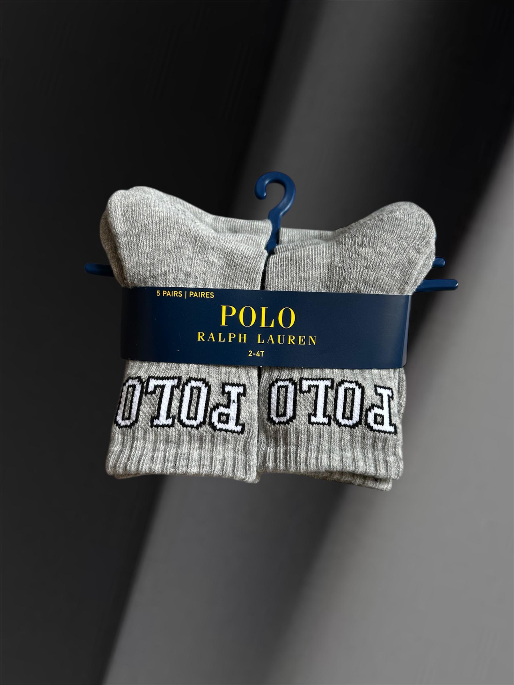 Носки Polo Ralph Lauren 5 пар 2/4 года р. 23-26 с логотипом Серый