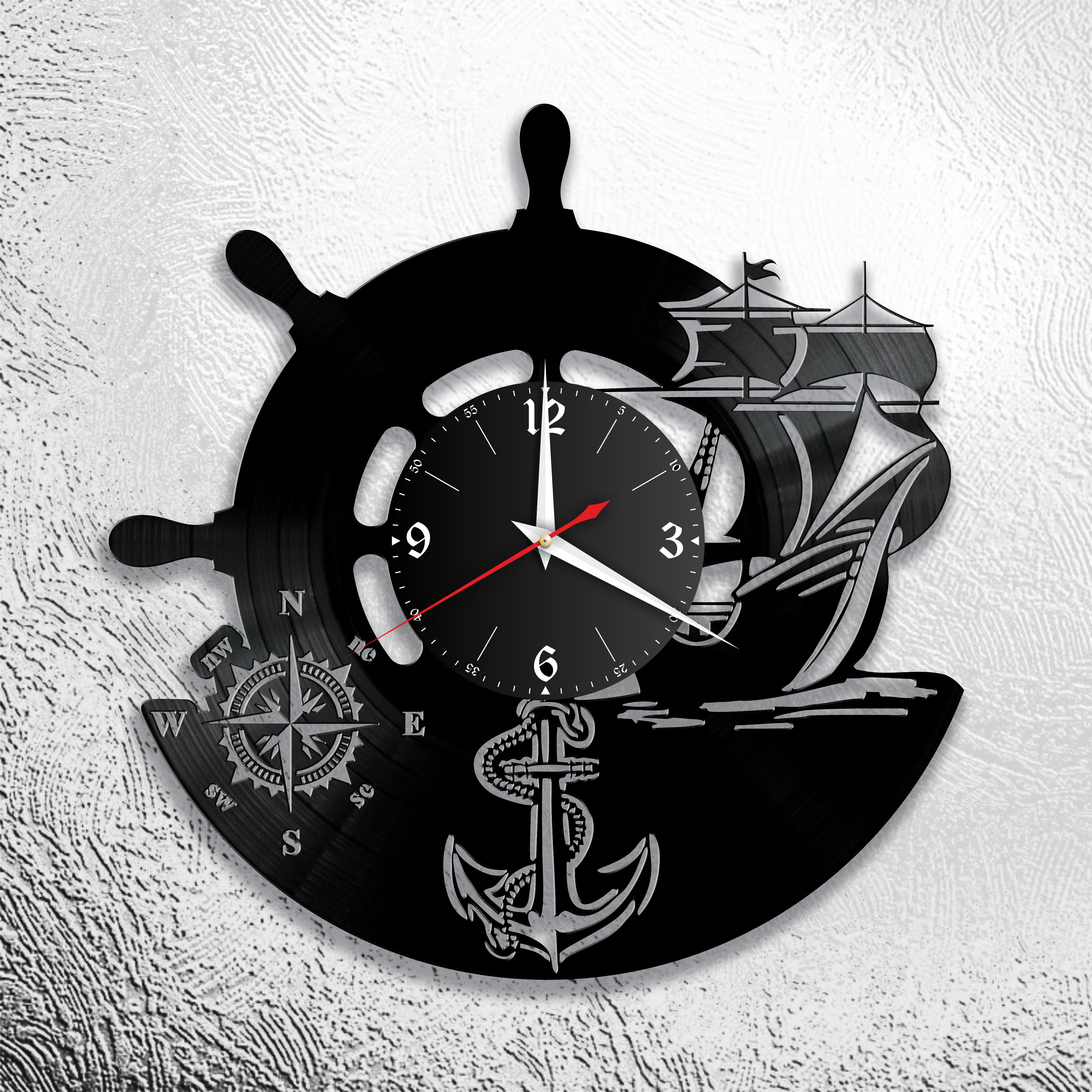 Часы настенные Моряк 1059 из виниловой пластинки