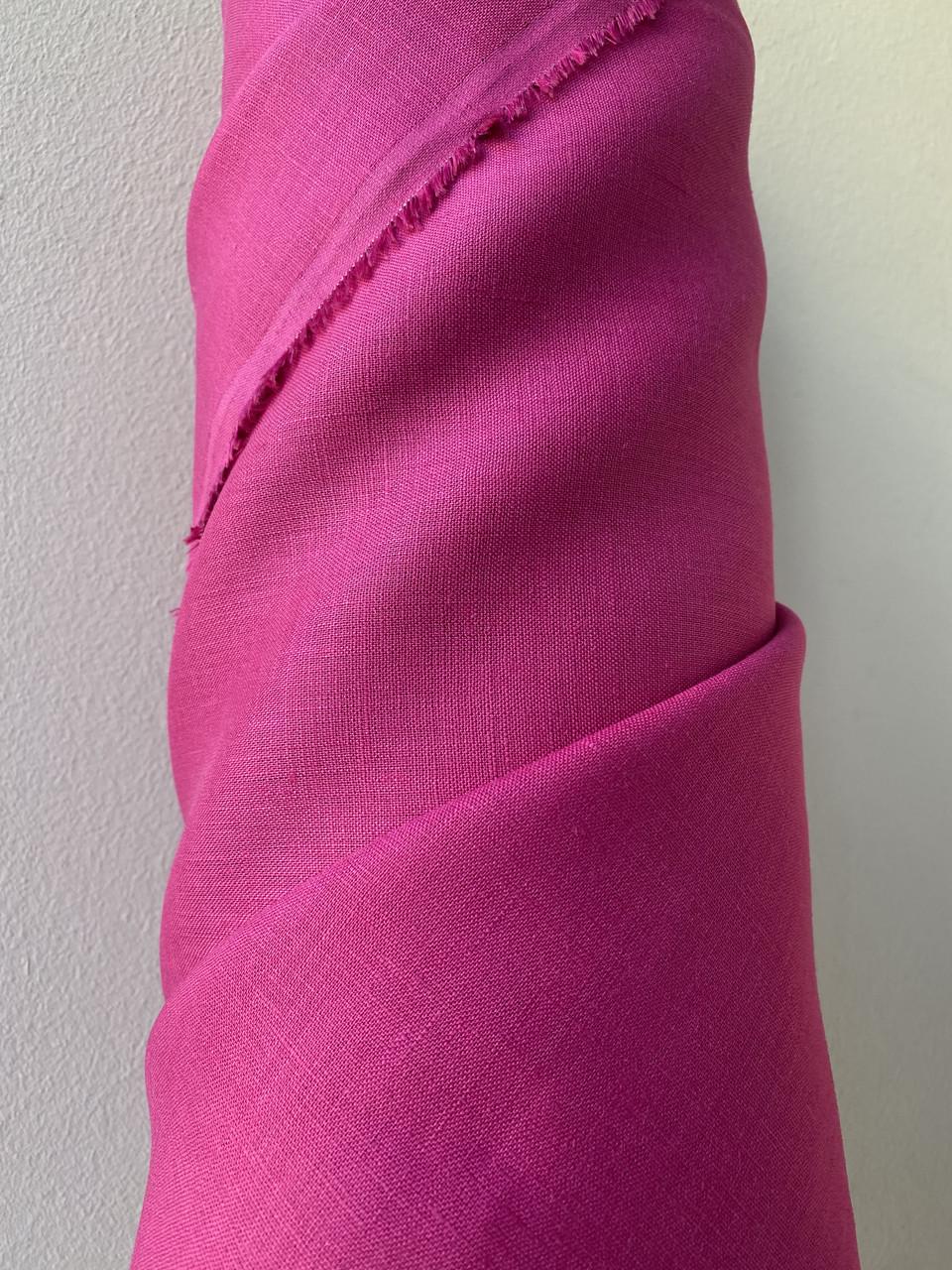 Ткань рубашечно-платьевая LINEN PLUS 100% лен 143 см 688 Фуксия - фото 9