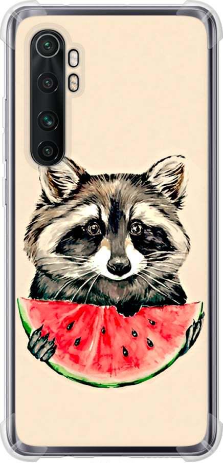 Чехол на Xiaomi Mi Note 10 Lite Енотик с арбузом (4605sp-1937-42517)