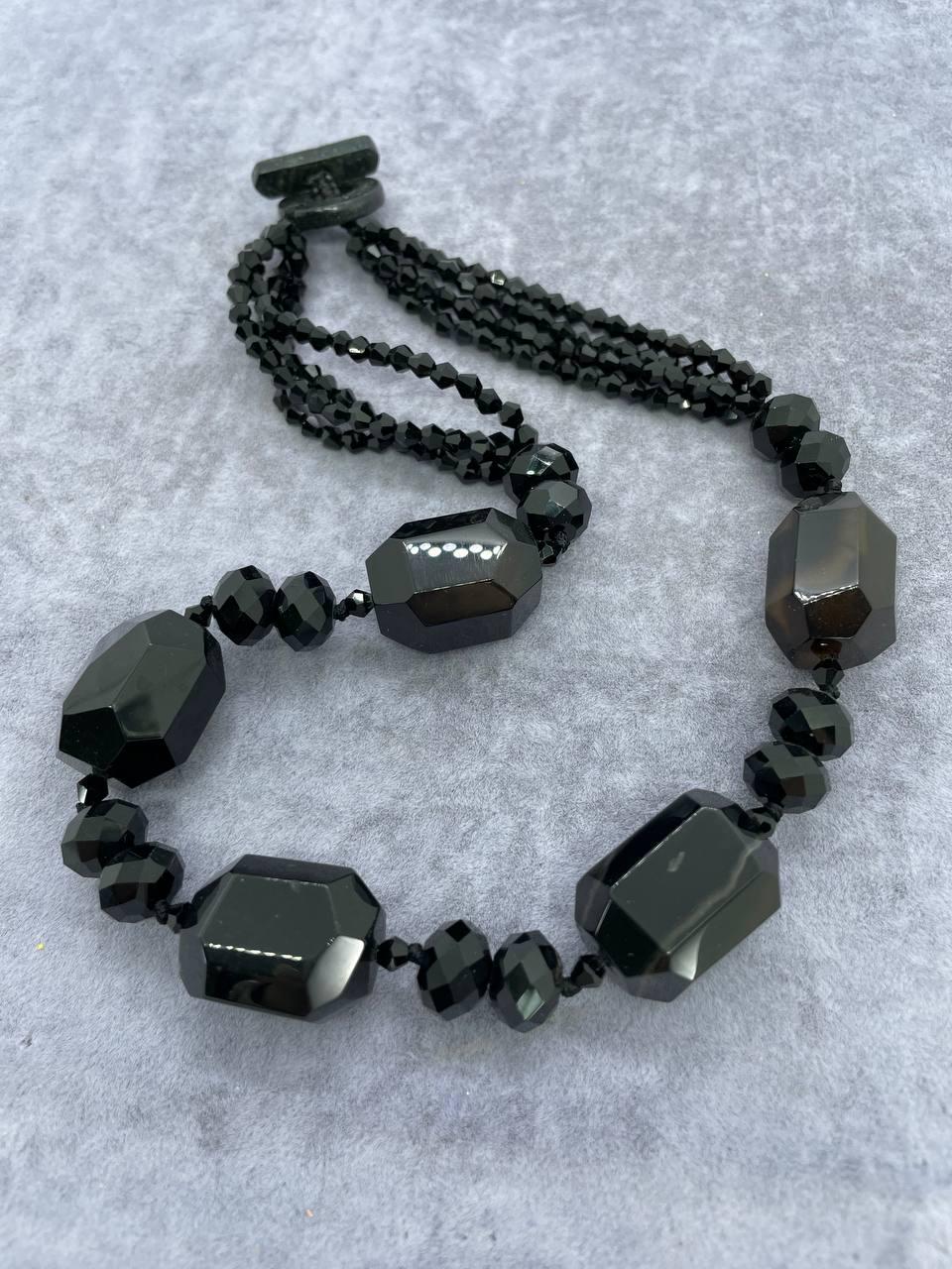 Бусы агат 44 см Черный (1147)