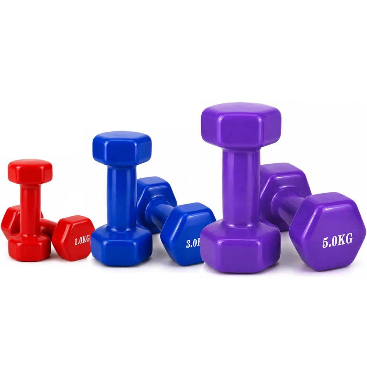 Набор гантелей Feel Fit 18 кг с виниловым покрытием 1 кг 3 кг 5 кг по 2 штуки каждого веса