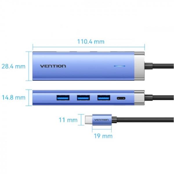 USB-хаб Vention 5в1 USB-C - HDMI/3хUSB3.0/PD (TGESB) - фото 4