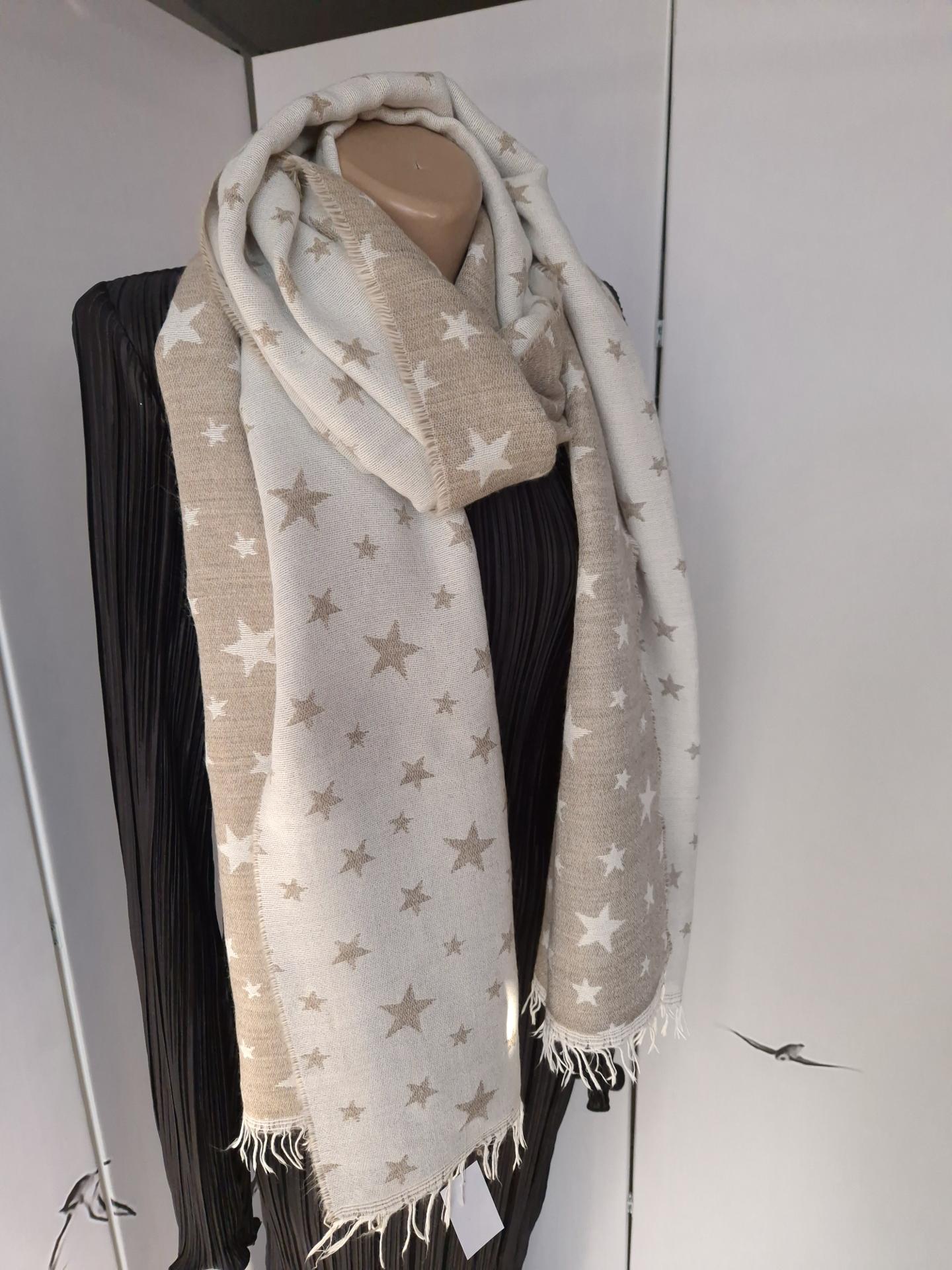 Шарф-палантин жіночий в зірки весна-осінь 212х62 см Бежевий (15925) - фото 6