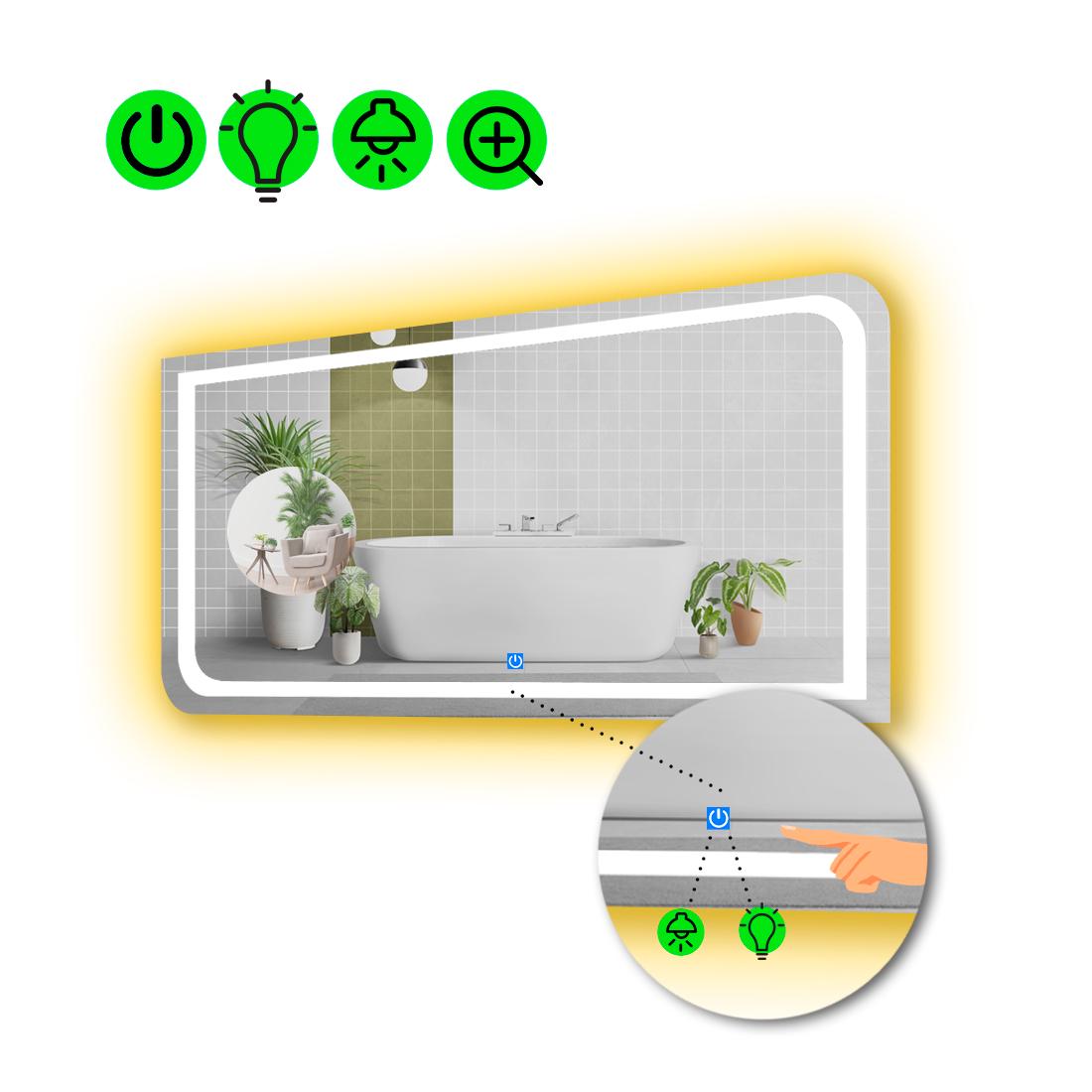 Зеркало с LED подсветкой Noemi с сенсором и увеличительной линзой без подсветки 90x80 см (8776294)