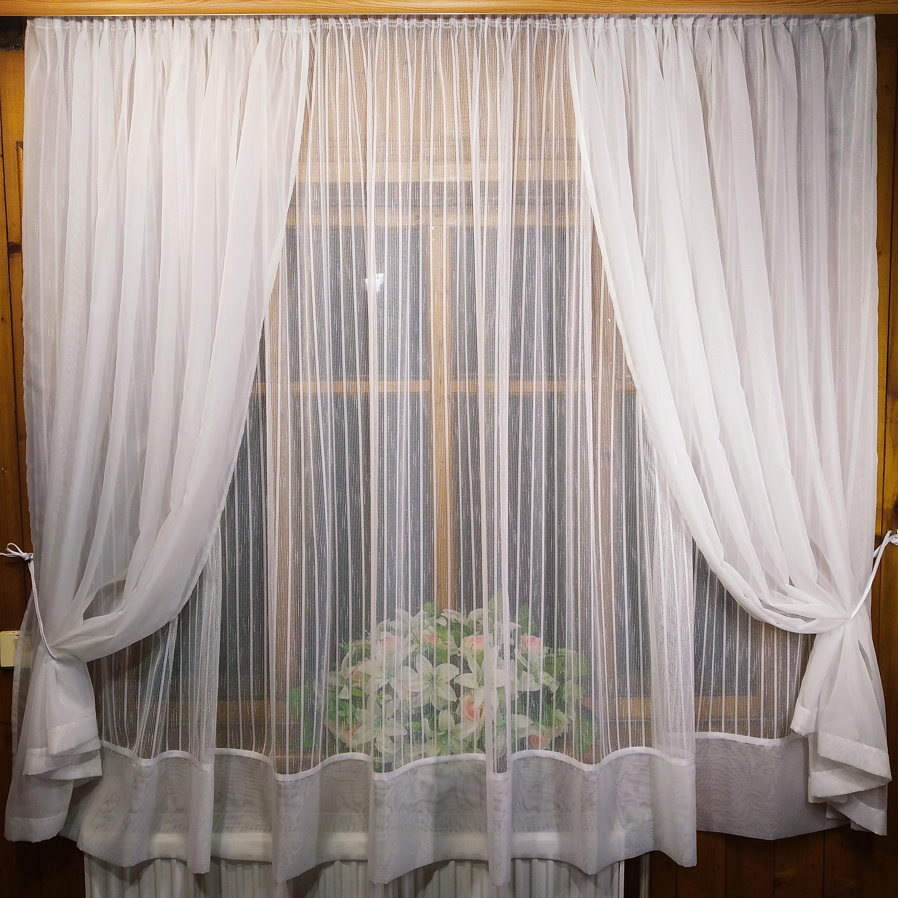 Занавеска кухонная Элизабет вертикальная лен полоса Белый (1492006219)