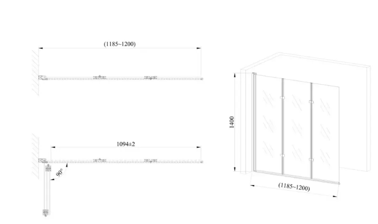 Шторка для ванни скляна AVKO Glass A542-7 120х140 Clear (5427120140) - фото 2