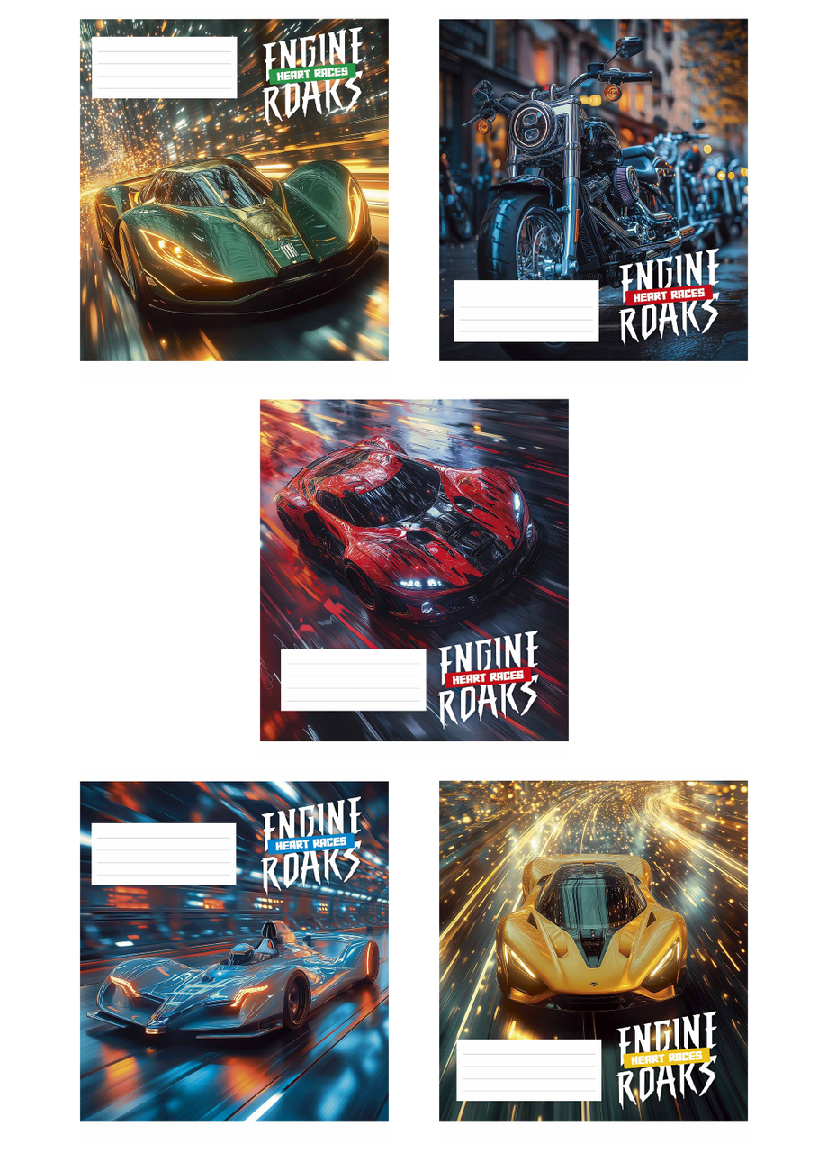 Тетради общие Школьник Engine roars heart races в линию 36 л. 5 шт. (3520 4823088231274)