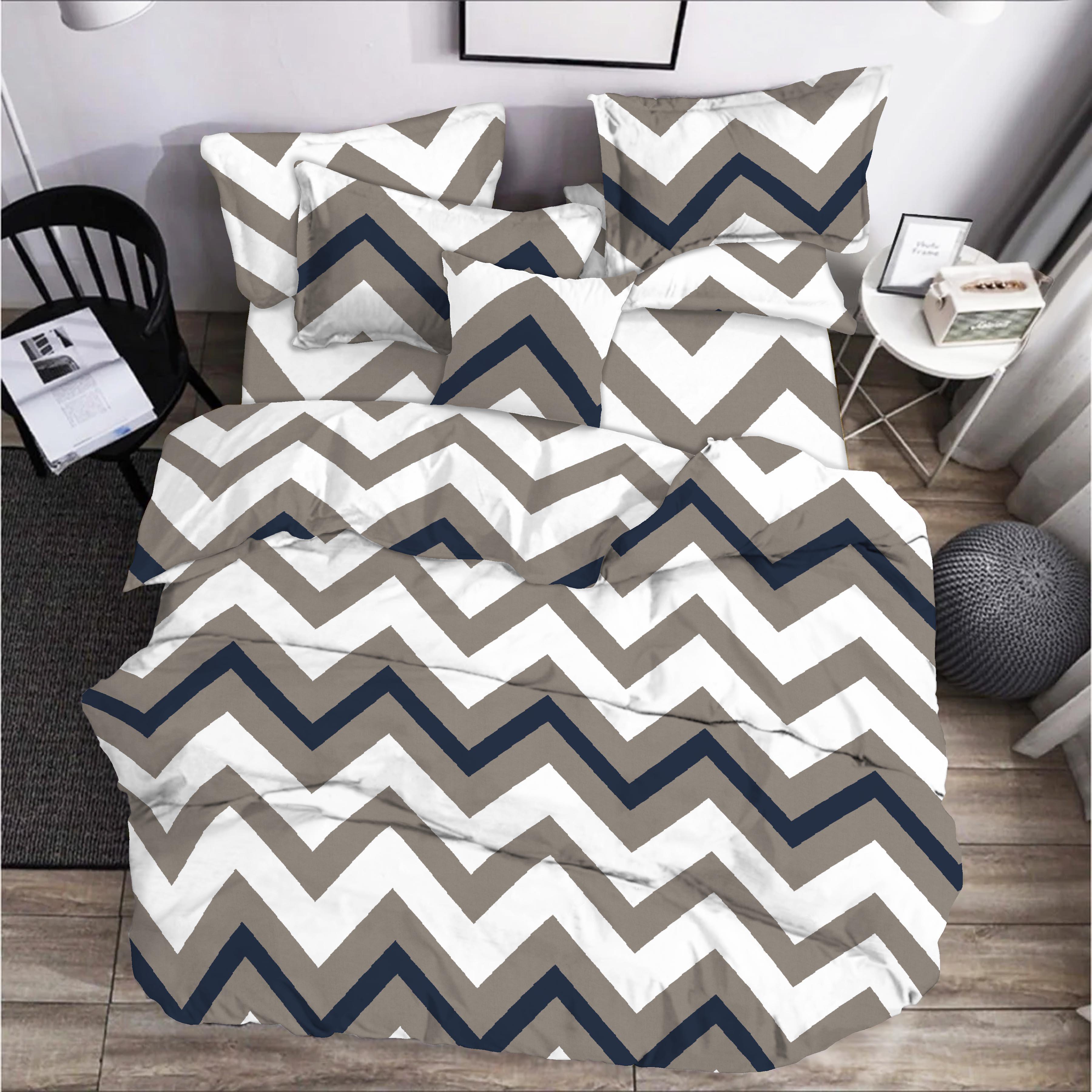 Комплект постельного белья семейный Zastelli ZIGZAG бязь 2х145х210 см Разноцветный (20443)