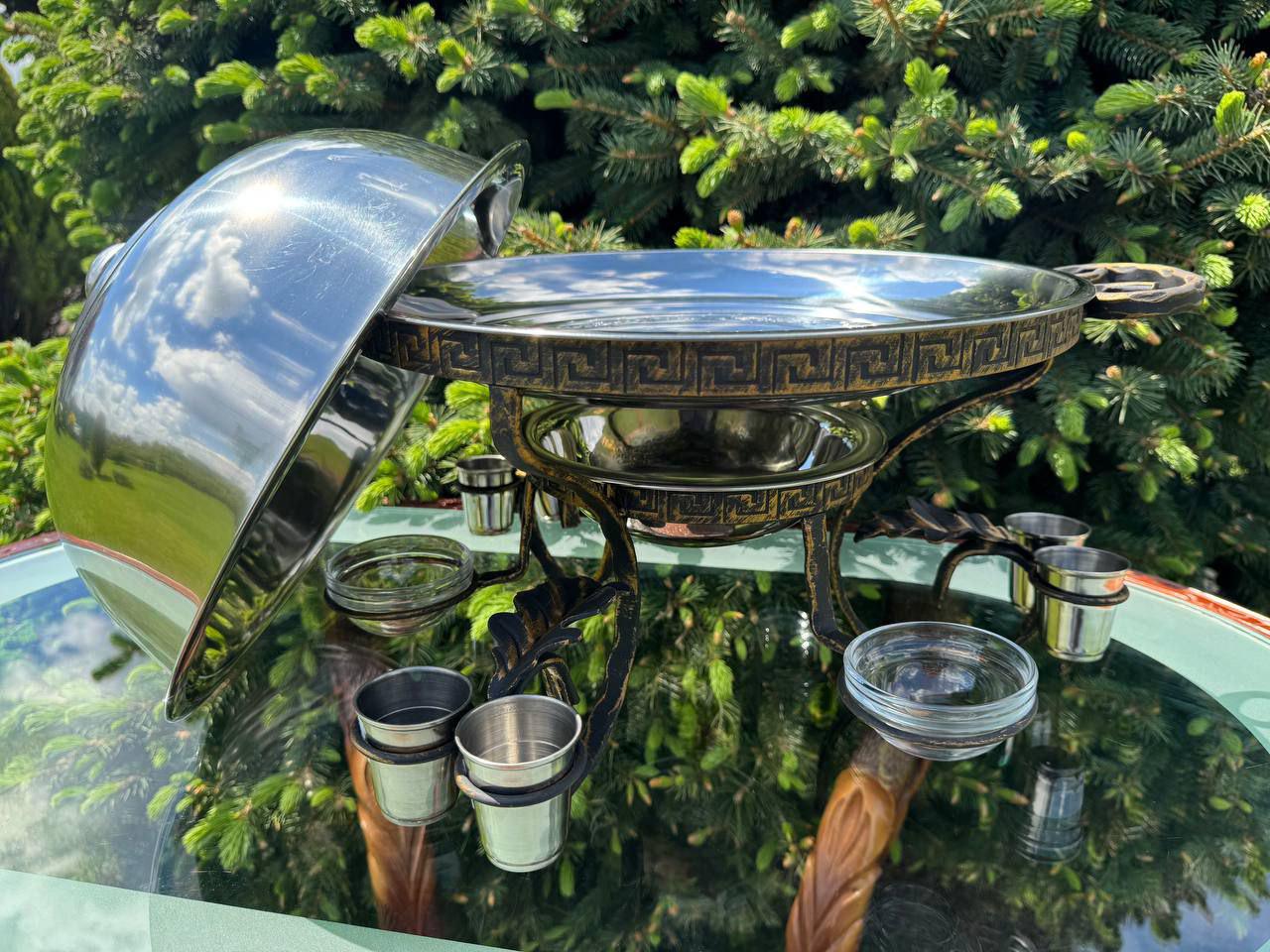 Садж для підігріву шашлику 3 соусниці/6 чарок 36 см - фото 5 Садж для підігріву шашлику 3 соусниці/6 чарок 36 см - фото 5