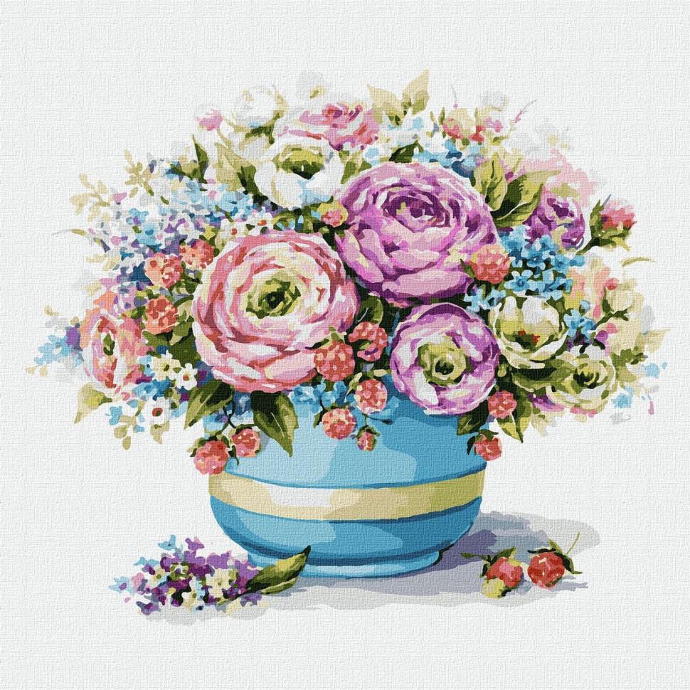 Картина по номерам Идейка "Малиновый букет" 40х40 см (KHO2955)