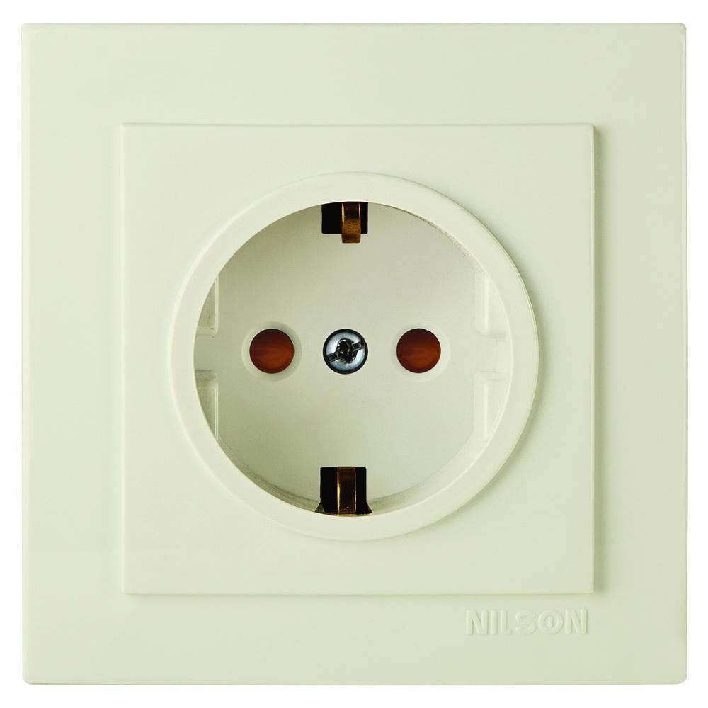 Розетка Nilson Touran одинарна з заземленням з шторкою Кремовий (24121019)
