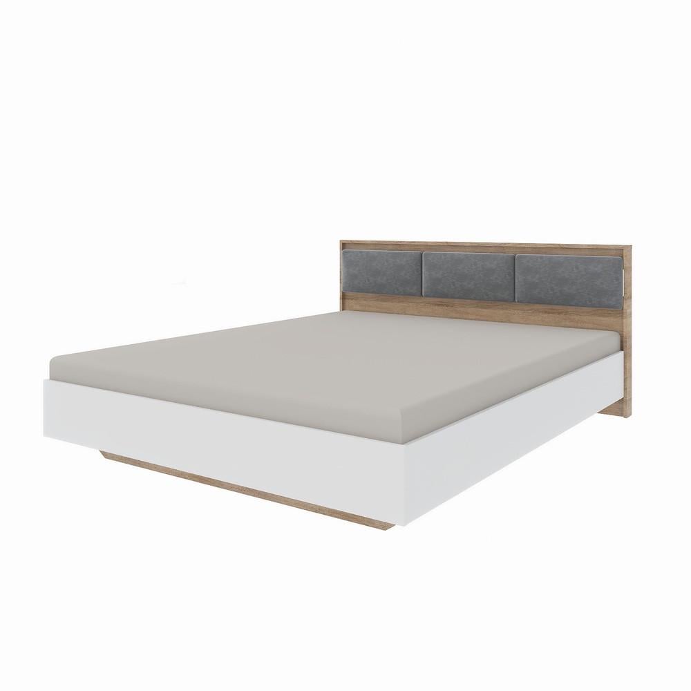 Кровать двухспальная Еверест Сити-1600 щит ДСП под матрас 200,5х168,8х82,6 см Дуб Сонома/Белый (DTM-071116)