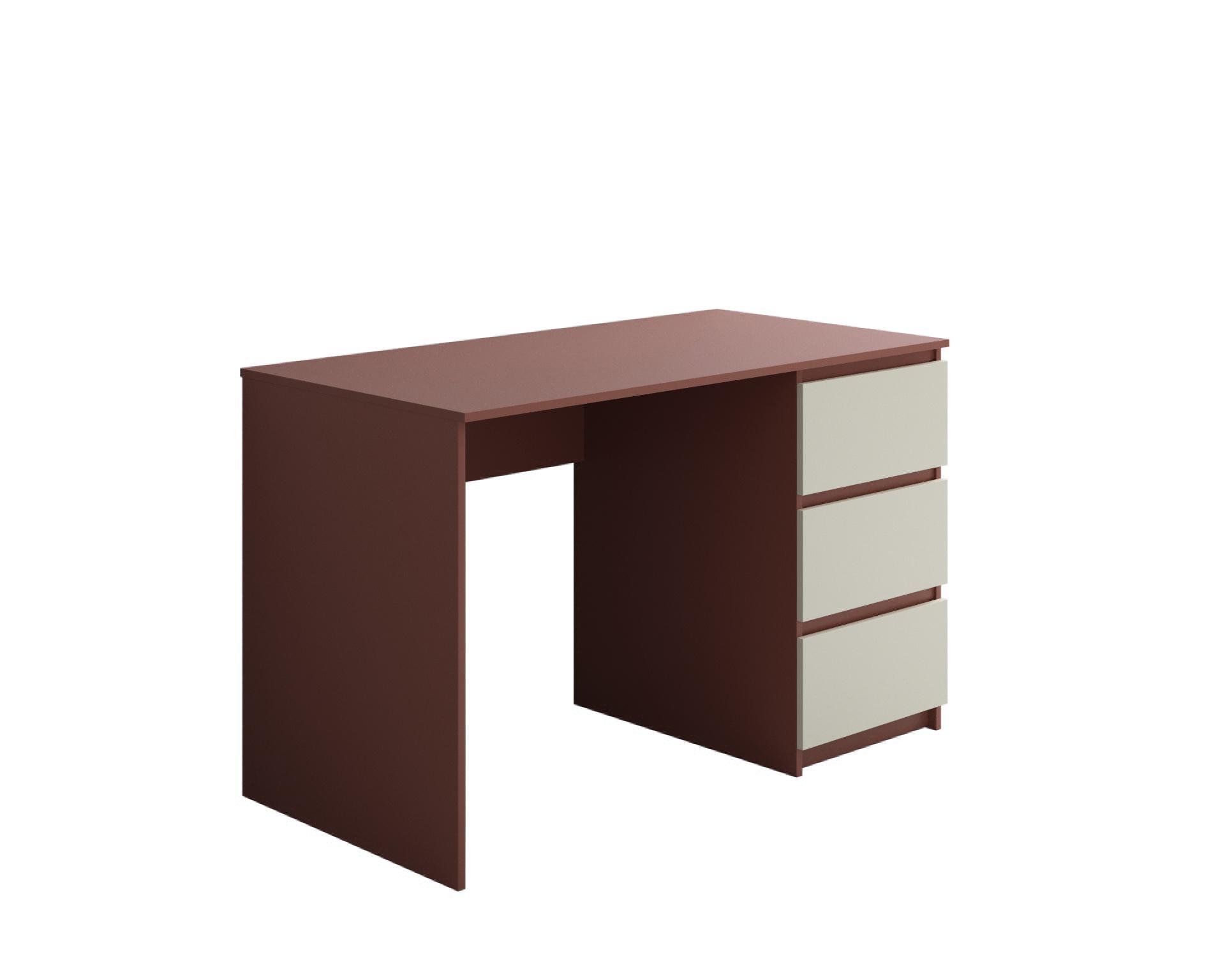 Письмовий стіл Kade-1 на 3 шухляди 100х60х75 см Цегляний/Білий (Kade110060СBF)