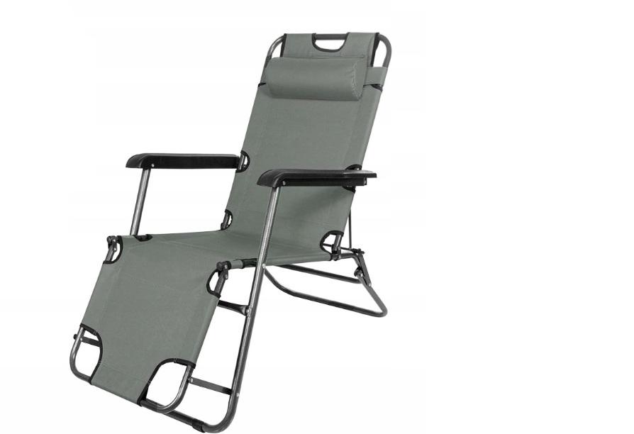 Шезлонг раскладной K&M садовый/пляжный Серый (I082)