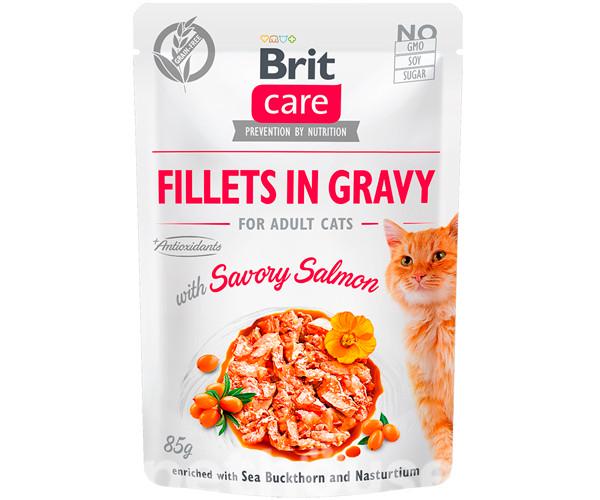 Корм вологий для котів Brit Care Cat Fillets In Gravy з лососем у соусі 85 г (46550)