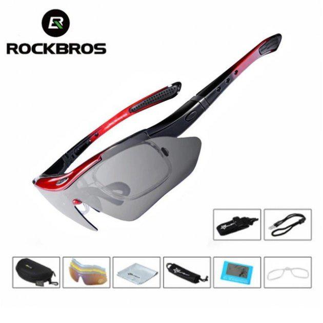 Спортивні окуляри RockBros Polarized UV400 з 5 лінзами Чорно-червоний (ОЧ050412) - фото 2