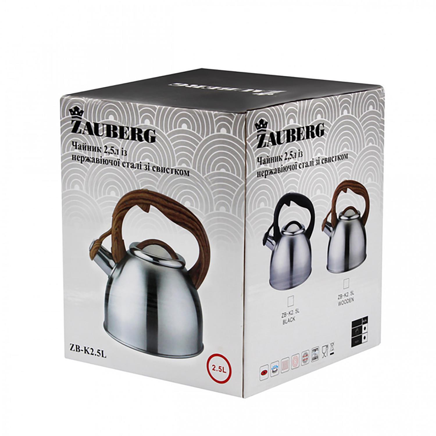 Чайник со свистком и крышкой ZAUBERG ZB-K2.5L из нержавеющей стали 2,5 л (87701) - фото 4 Чайник со свистком и крышкой ZAUBERG ZB-K2.5L из нержавеющей стали 2,5 л (87701) - фото 4