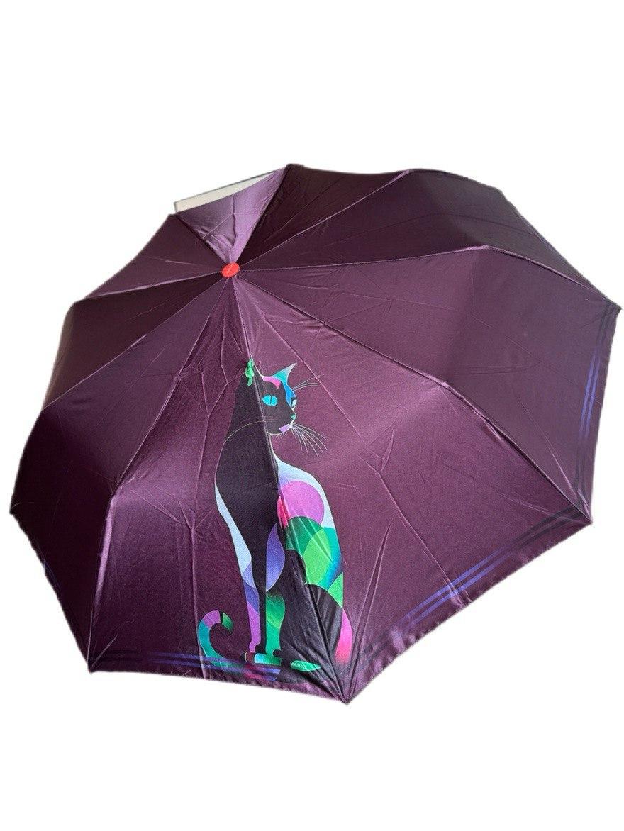 Парасолька напівавтомат Mario з принтом Кішка антивітер Фіолетовий (210/4) - фото 2