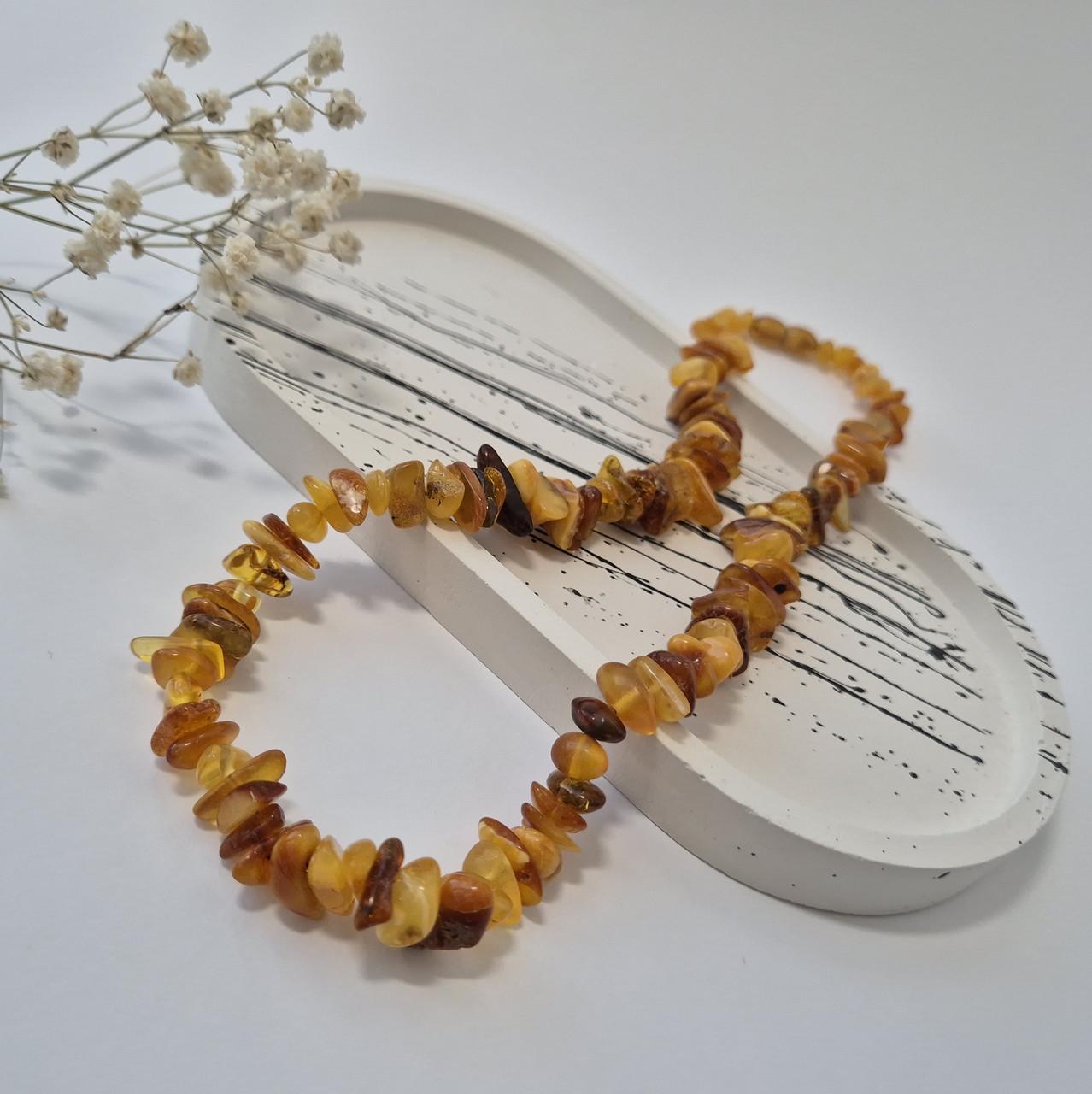Бусы из натурального янтаря лечебный необработанный 48 см Коричневый с желтым (48/230)