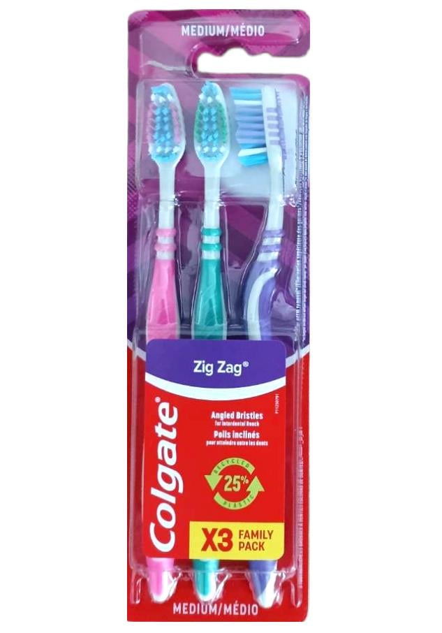 Зубная щетка Colgate Zig Zag средней жесткости 3 шт. (15679)