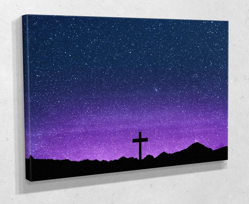 Картина для интерьера Звездное небо и крест 51x34 см (829)