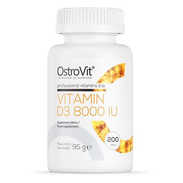 Витамин D для спорта OstroVit Vitamin D3 8000 IU 200 Tabs