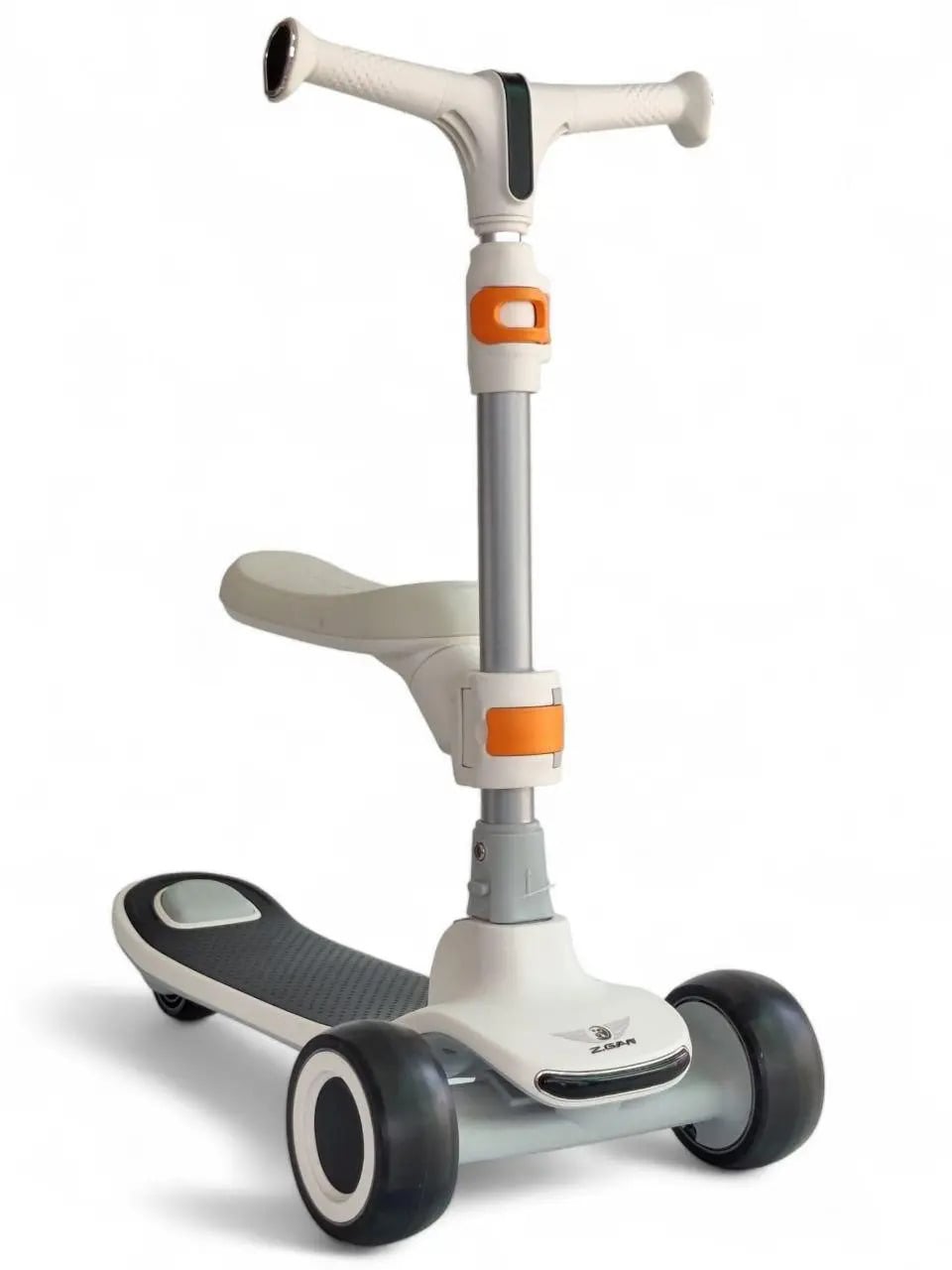 Самокат детский складной с подсветкой колес Белый (Scooter-wht)