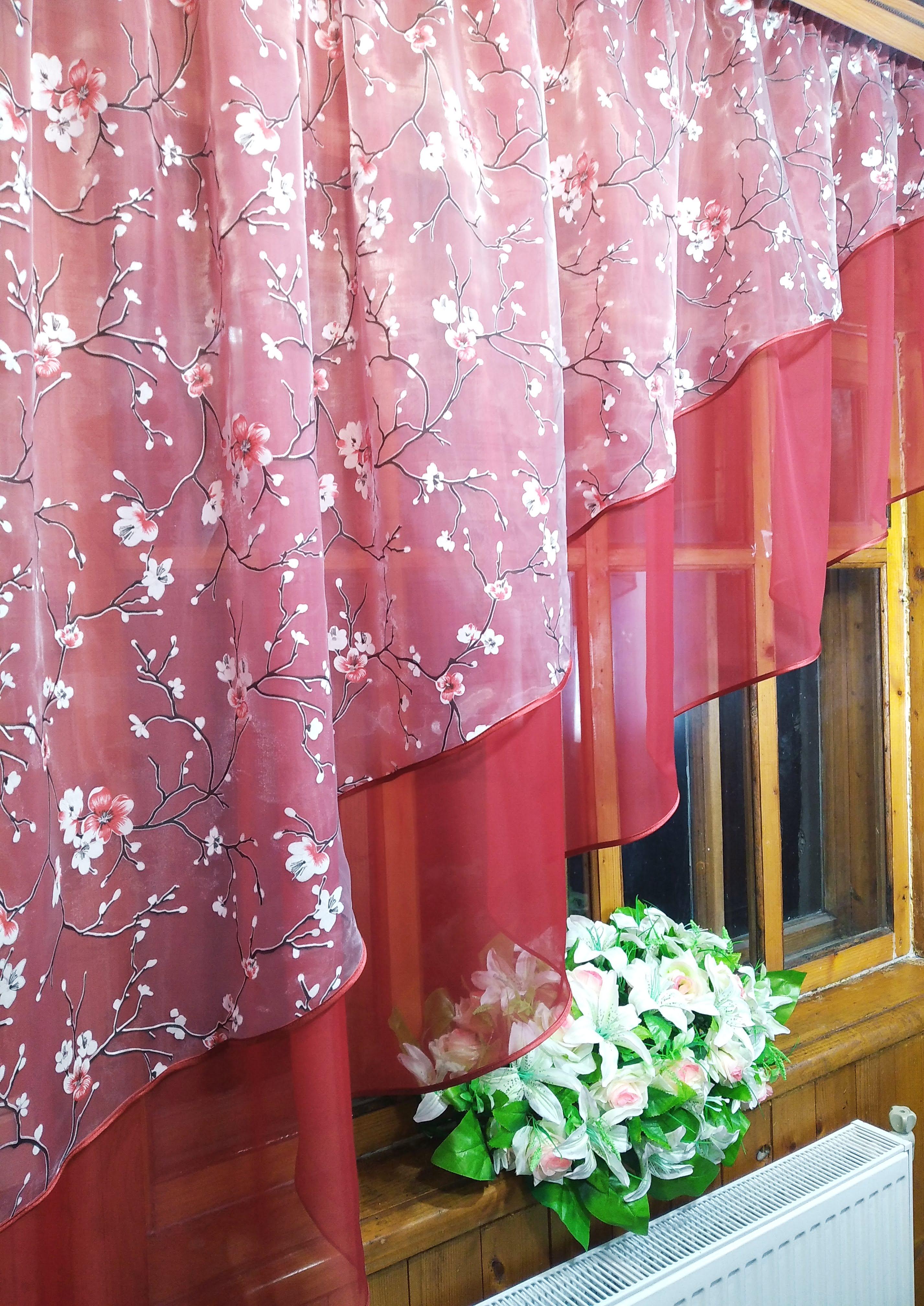 Занавеска арка короткая готовая Ника Бордо левая Сакура красная (1286385292) - фото 4 Занавеска арка короткая готовая Ника Бордо левая Сакура красная (1286385292) - фото 4