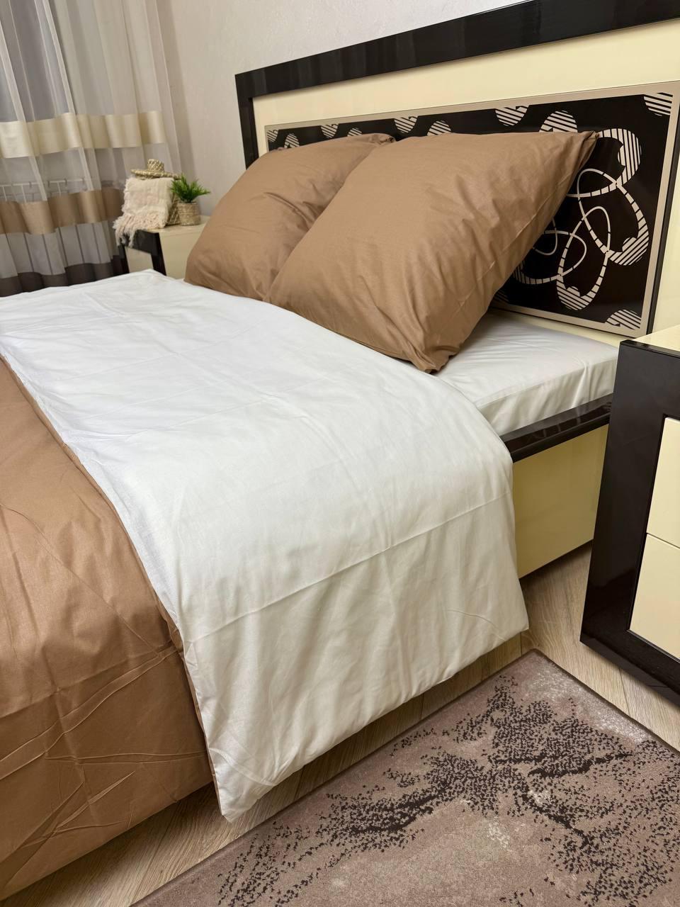 Комплект постільної білизни Однотонна простирадло на резинці євро 180x200х20/70х70 см Бежевий (28859142) - фото 2 Комплект постільної білизни Однотонна простирадло на резинці євро 180x200х20/70х70 см Бежевий (28859142) - фото 2