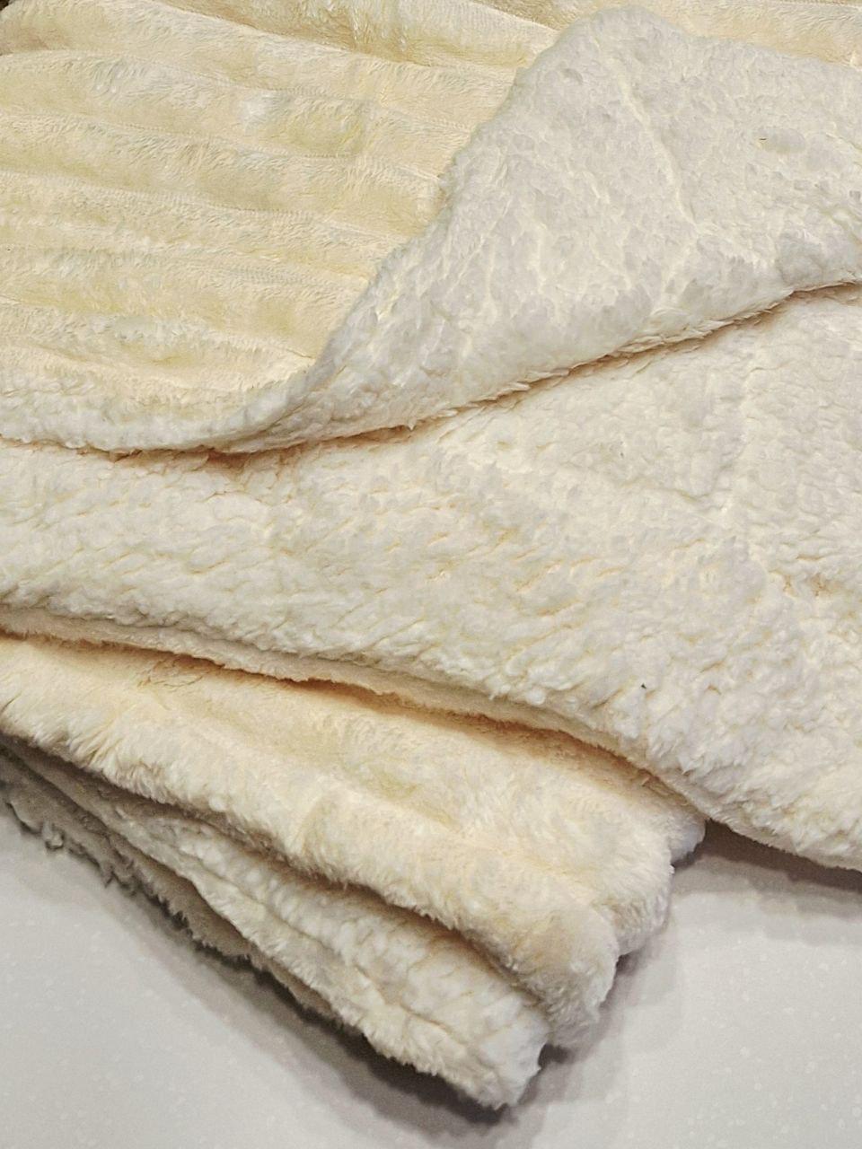 Плед на овчине Шарпей Королевская полоска 200x230 см Кремовый (1686) - фото 4