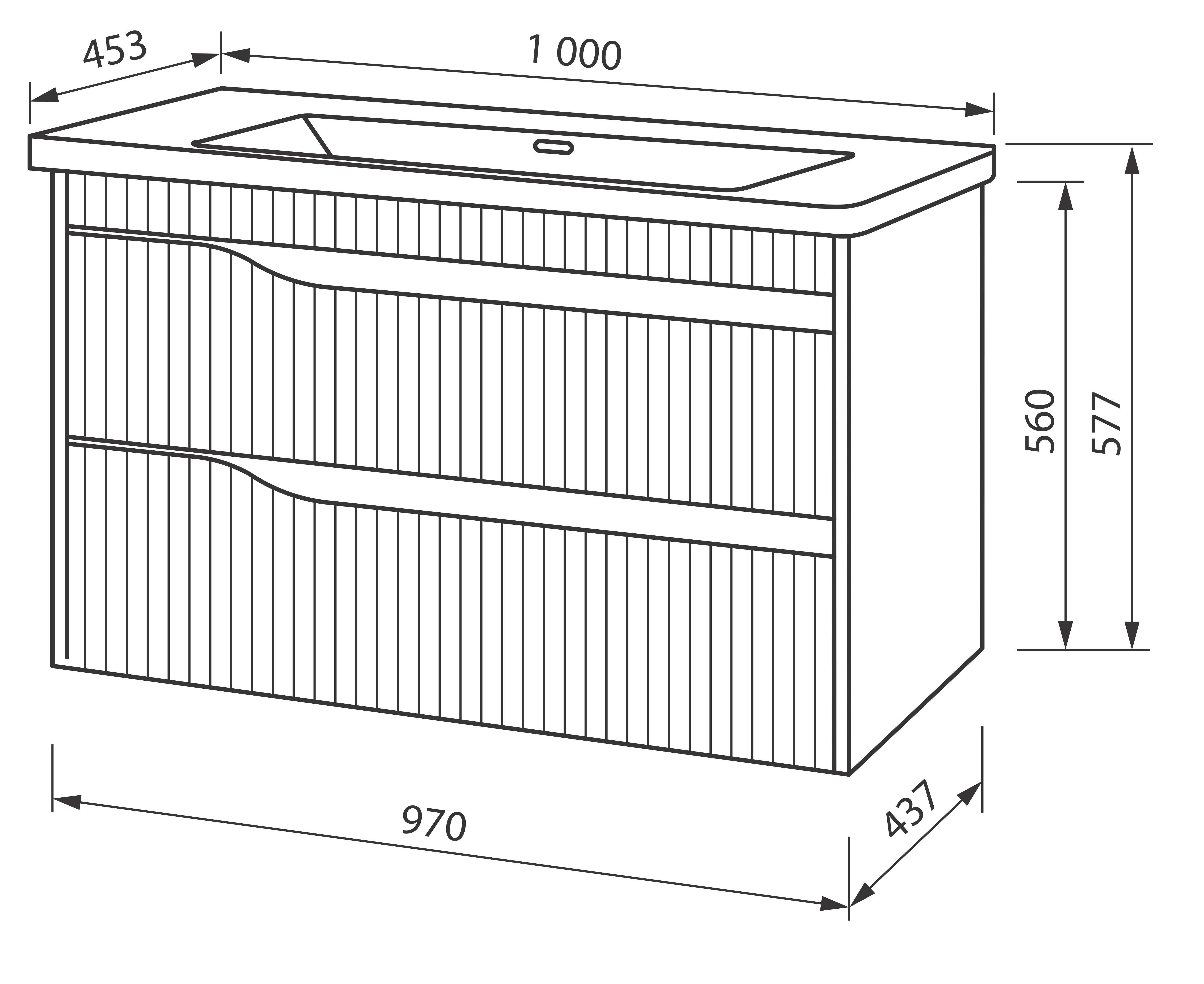 Тумба ЮВВІС Florence ТП-2 Д з умивальником Канте 100 см Білий матовий (UVV095) - фото 3 Тумба ЮВВІС Florence ТП-2 Д з умивальником Канте 100 см Білий матовий (UVV095) - фото 3