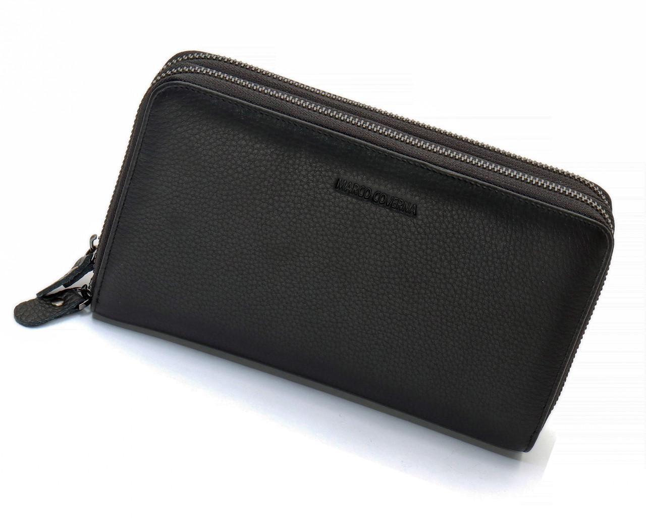 Кошелек-клатч Marco Coverna на две молнии из натуральной кожи Черный (B-5902B-1Q) - фото 3