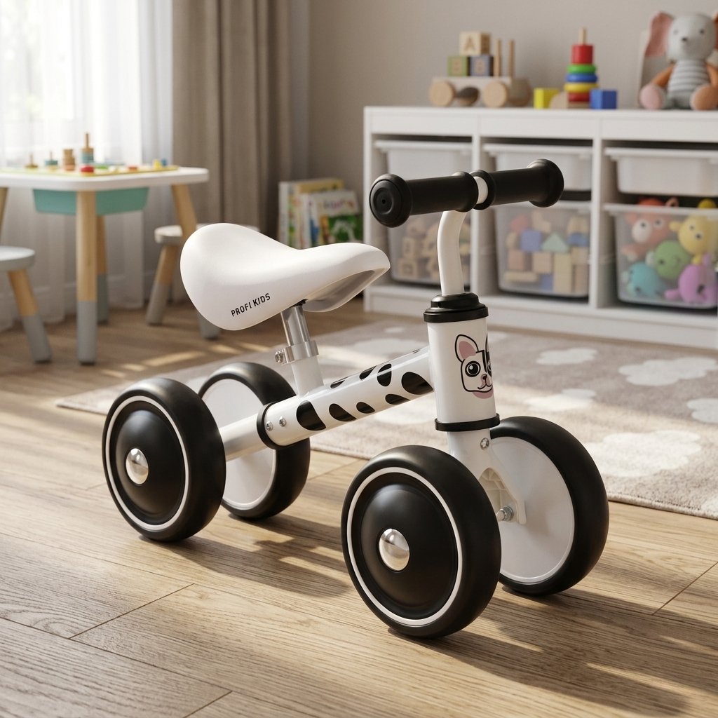 Биговел детский четырехколесный Profi Kids EVA MBB 1017-4D с регулировкой сиденья от 2 лет Бело-черный (MBB 1017-4D)