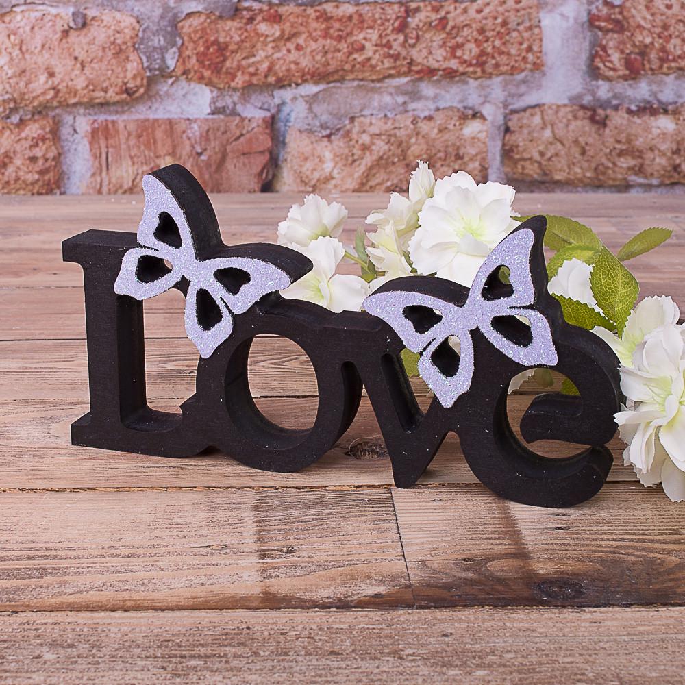 Статуэтка Love с бабочками Черный (3833-2)