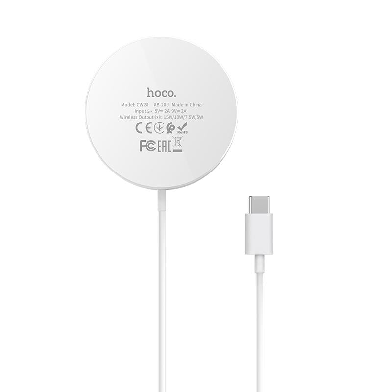 Зарядний пристрій Qi Hoco series magnetic wireless fast charger CW28 15 Вт White