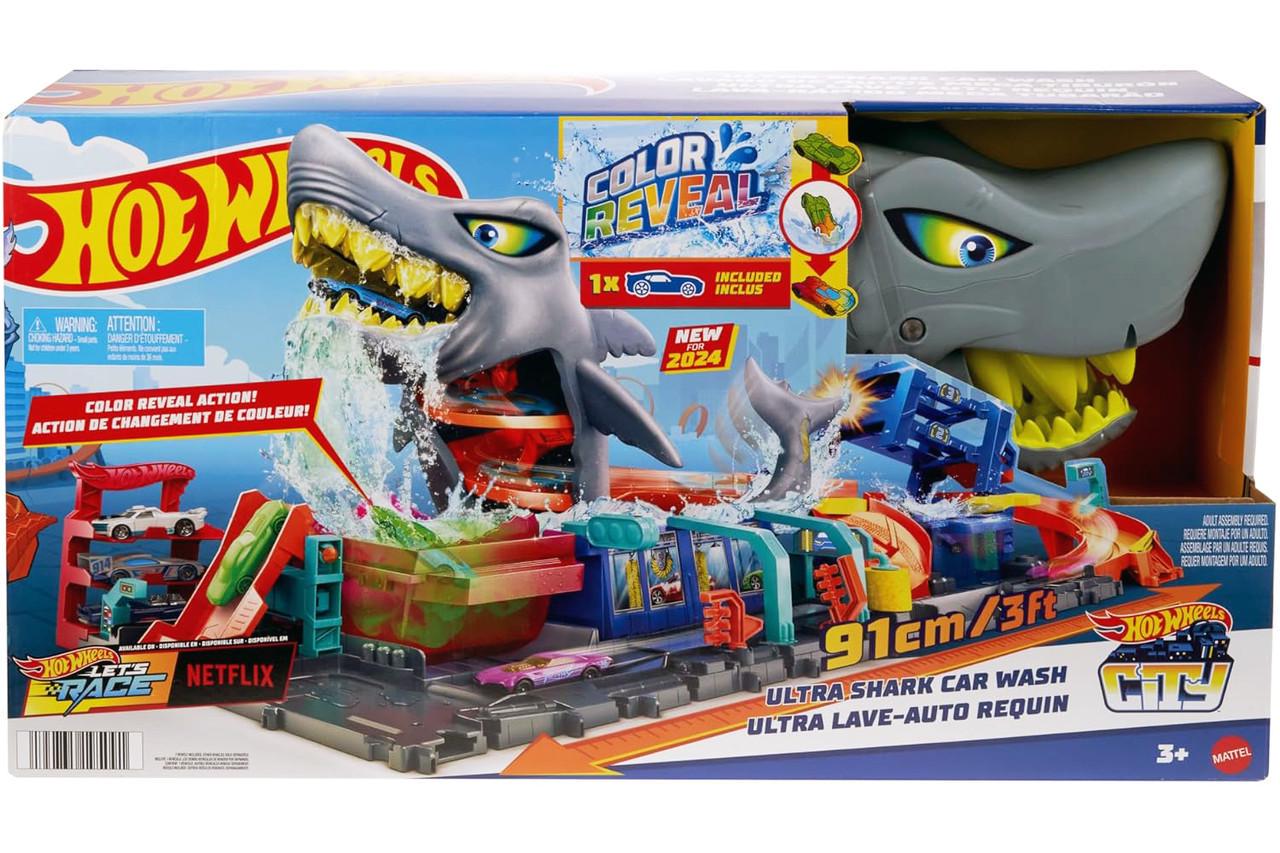 Трек Hot Wheels City Цветное преобразование Автомойка Акула (HTN82)