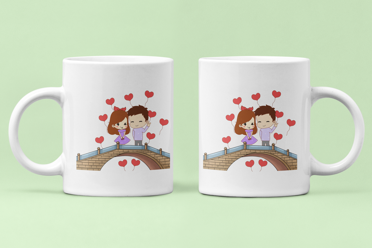 Чашки парные Мост для влюбленных 330 мл Белый (ВЛ187Ч)