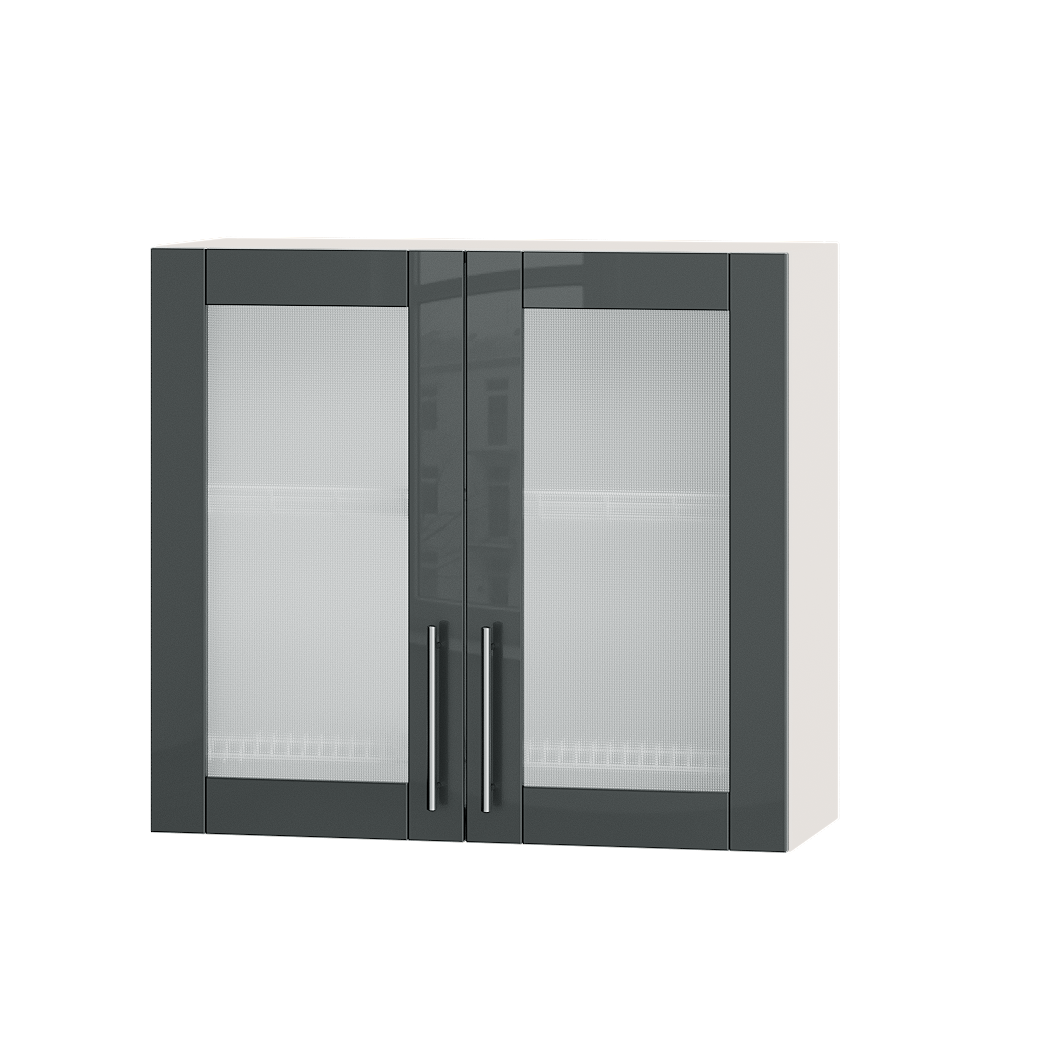 Шкаф верхний Эверест Акрил модуль Верх витрина для сушки посуды ВВ06-800 80х30х72 см Антрацит глянец/Белый (01969)