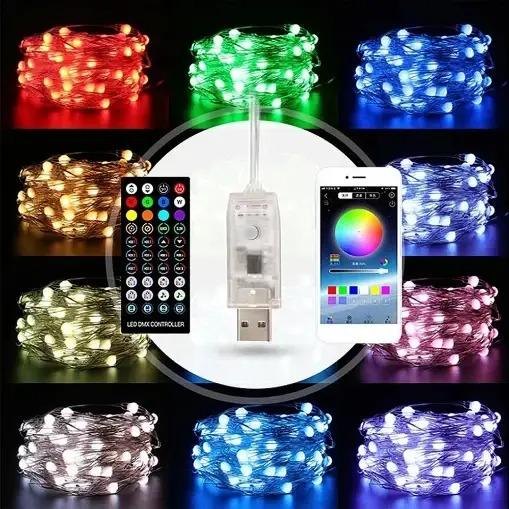 Гирлянда смарт RGB с пультом управления через смартфон водонепроницаемый USB питание 20 м/200 лампочек (723) - фото 6