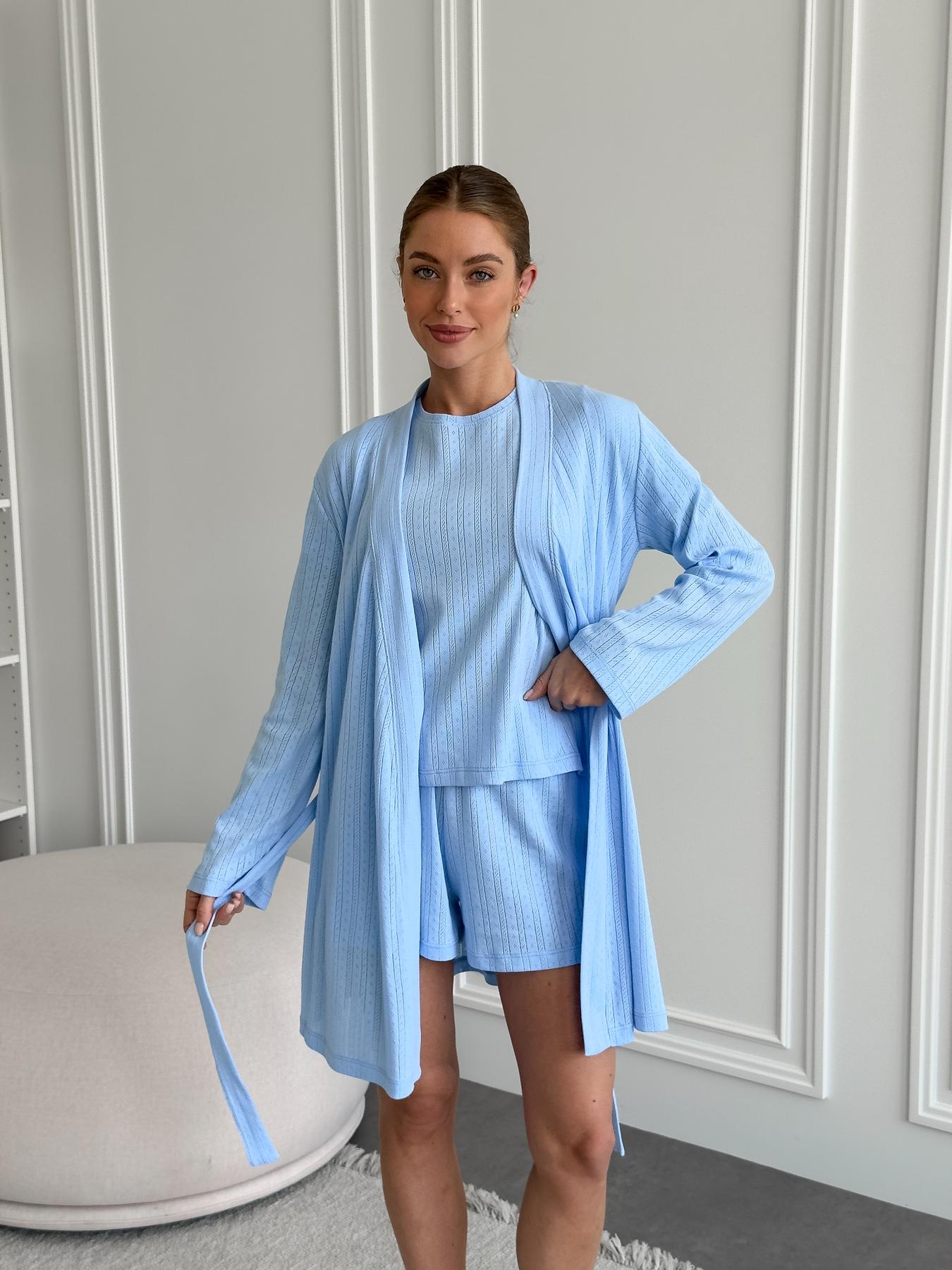 Женская пижама Morning Sky с халатом L/XL Голубой (SetBH222324) - фото 5 Женская пижама Morning Sky с халатом L/XL Голубой (SetBH222324) - фото 5