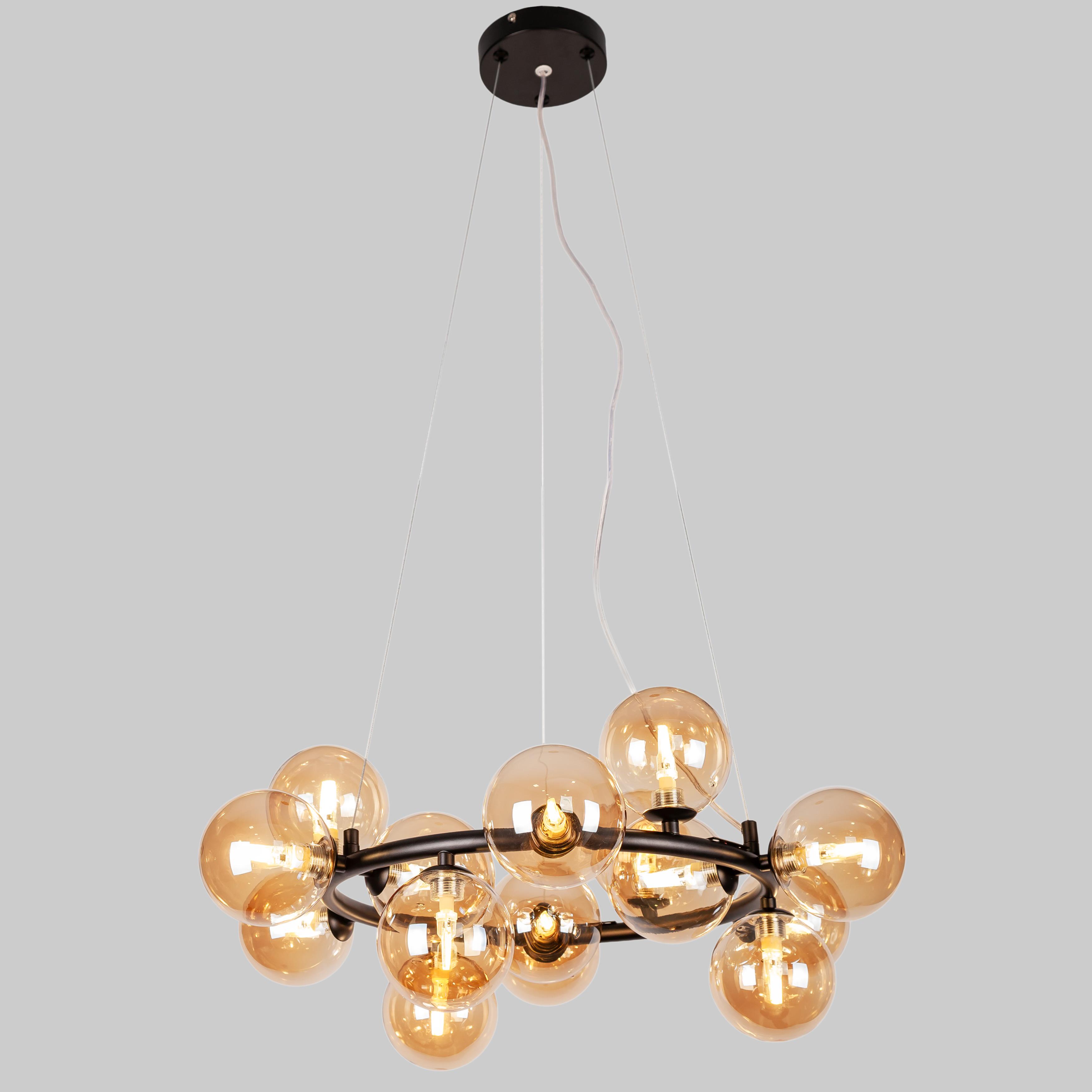 Люстра на 15 ламп Кофейный/Черный (84-1019-15 BK+BR)