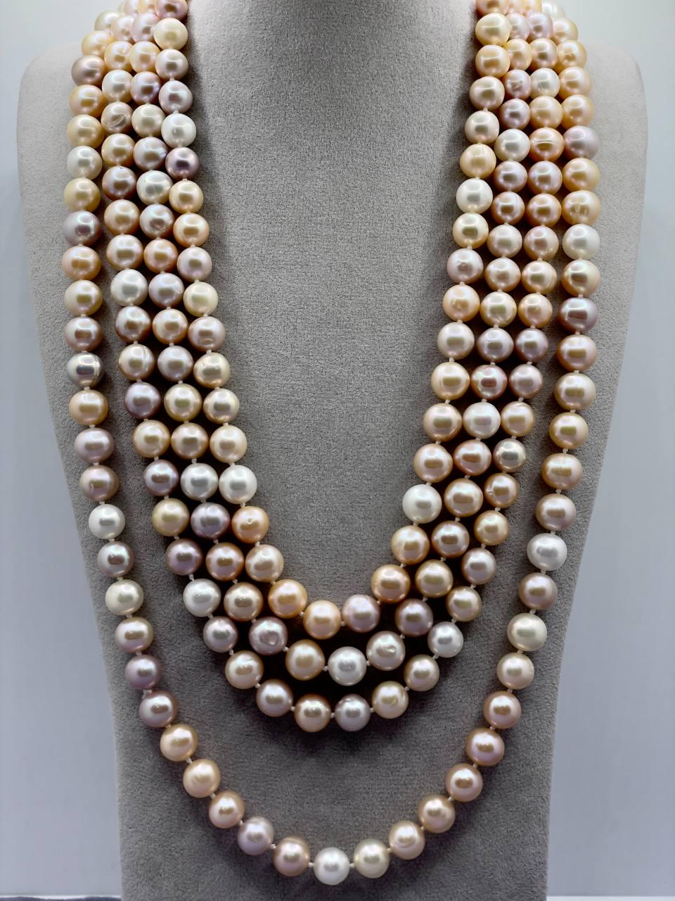 Бусы жемчуга 220 см 9 мм Розовый (1650)