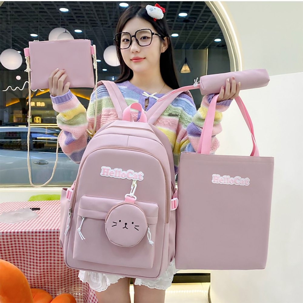 Школьный рюкзак для девочки Hello Cat 5в1 5-11 класс Розовый (27668058) - фото 2 Школьный рюкзак для девочки Hello Cat 5в1 5-11 класс Розовый (27668058) - фото 2