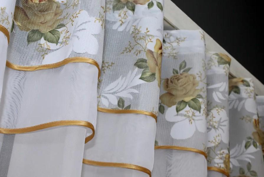 Занавеска на кухню 280х170 см Белый/Золотистый (110к) - фото 5 Занавеска на кухню 280х170 см Белый/Золотистый (110к) - фото 5