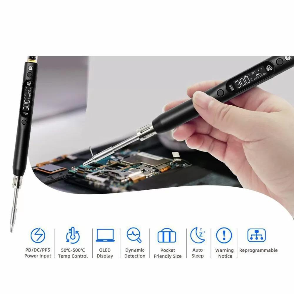 Паяльник з комплектом жал Sequre S99 з підтримкою PD QC DC PPS 21В 150 Вт (ART- 15229) - фото 8 Паяльник з комплектом жал Sequre S99 з підтримкою PD QC DC PPS 21В 150 Вт (ART- 15229) - фото 8