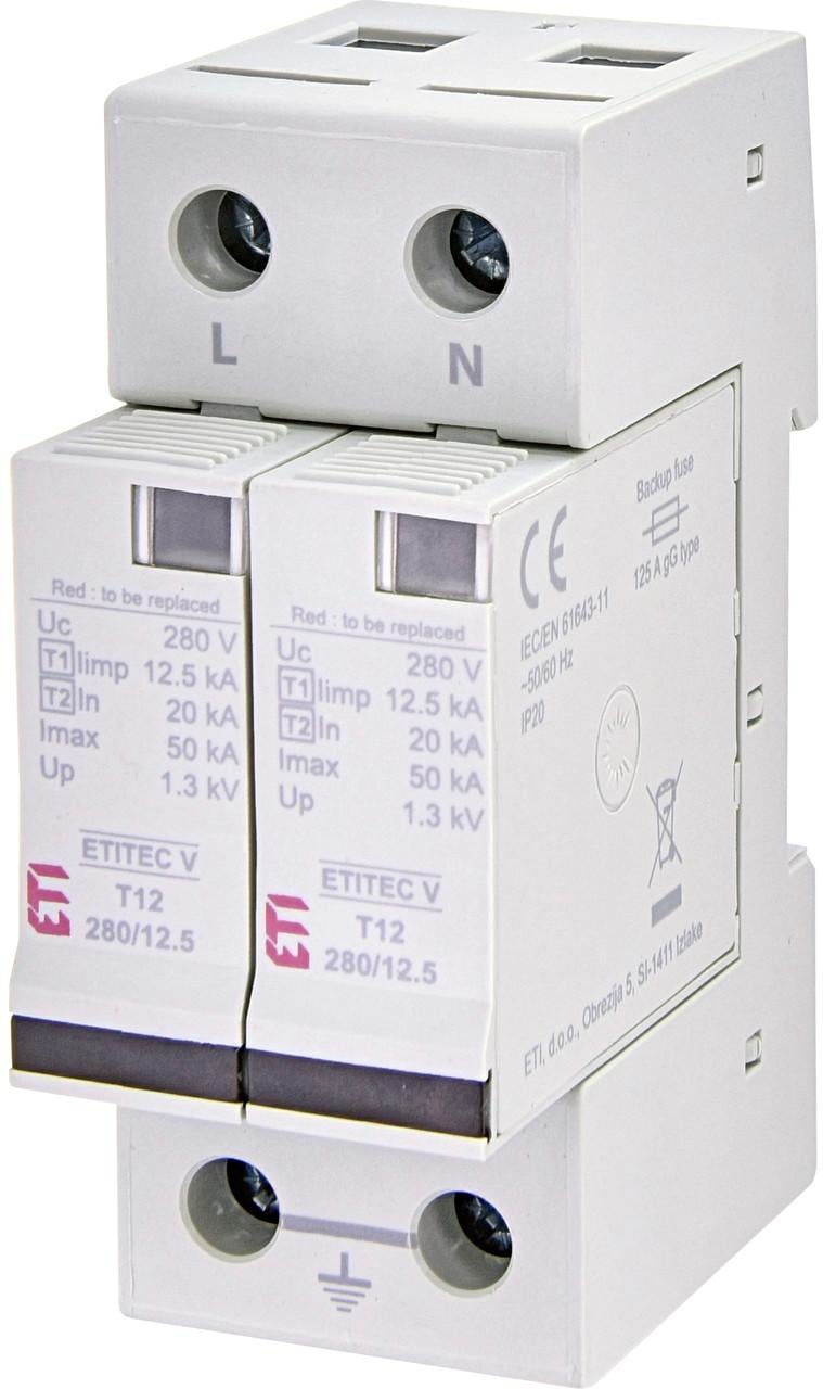 Ограничитель перенапряжения ETI ETITEC V T12 280 12.5 2+0 (24460416)